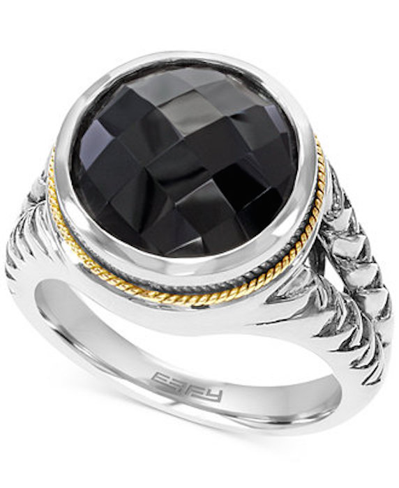 EFFY Onyx (57/8 ct. t.w.) Braid Ring in Sterling Silver and 18k Gold